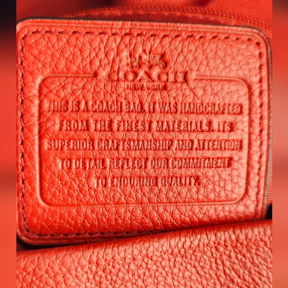 Coach Madison Phoebe Red-Orange Pebbled Leather Slouch Shoulder Bag